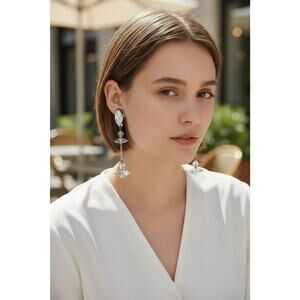 Vintage LEWIS SEGAL California Aurora Borealis Crystal Dangle CLIP Earrings